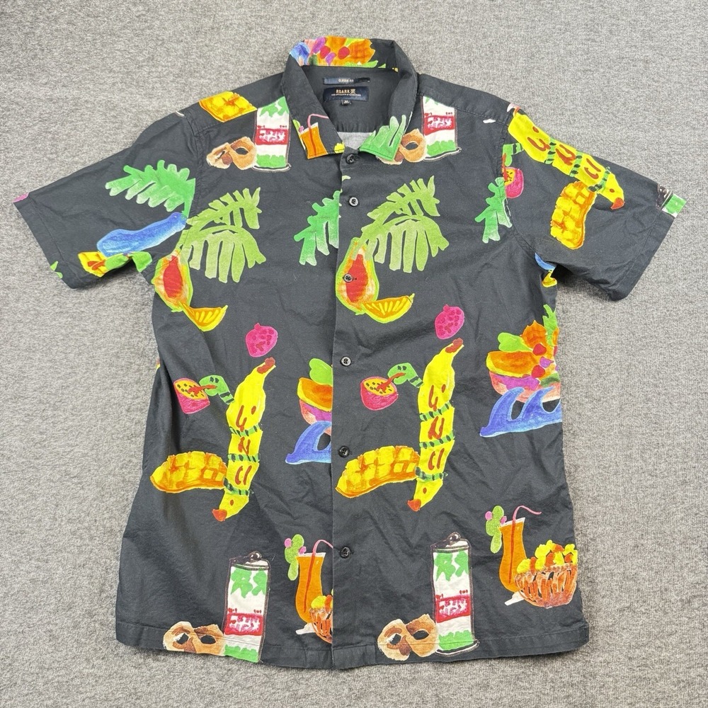 Roark Shirt Mens Medium Hawaiian Floral Button Up Short Sleeve Tropical Party